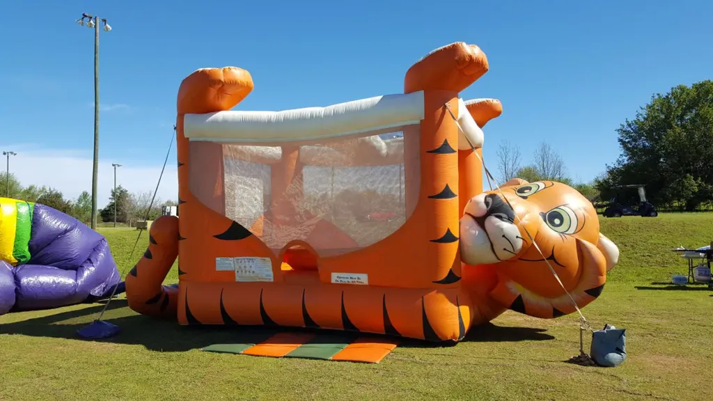 A tiger themed moon bounce house