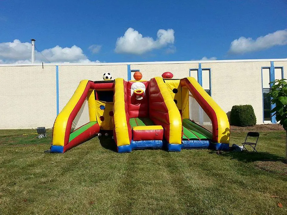 Punt Pass Kick, an inflatable three-lane sports play area